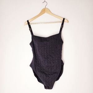 La Blanca Black Patterned One-Piece Swimsuit Size 16